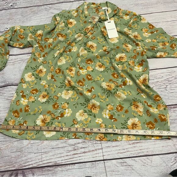 NWT Pleione Green Floral Loose Lightweight Blouse Size XL - Picture 7 of 9